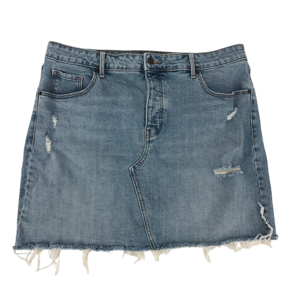 Old Navy Womens Light Wash Distressed Button Fly Denim Mini Skirts Size 16
